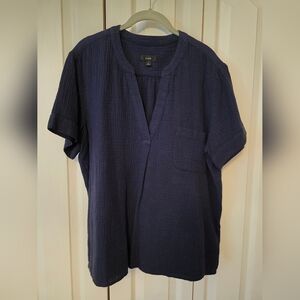 J CREW Women's Navy Gauze Summer Blouse Size L